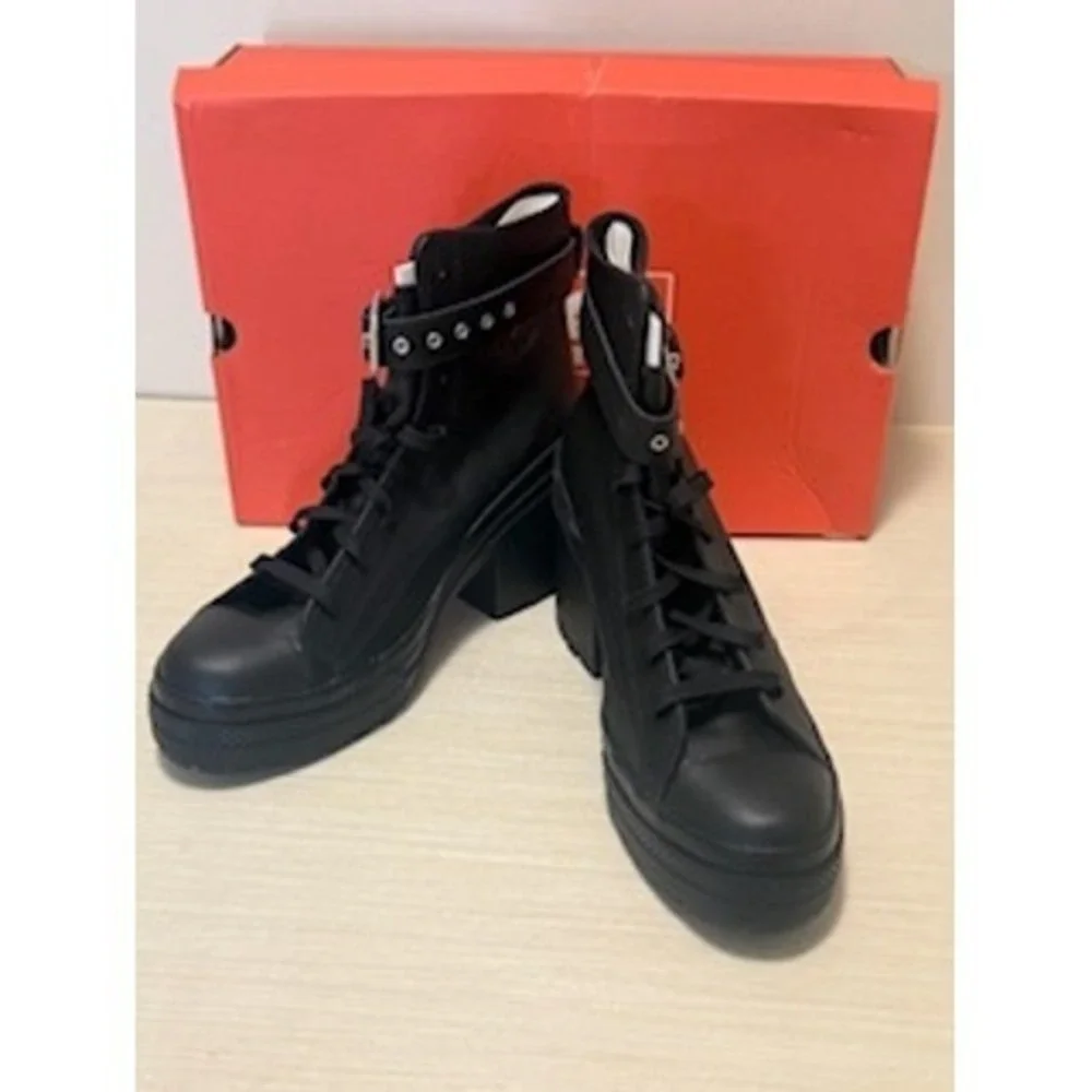 Converse Chuck 70 De Luxe Heel Hi Black Platform Buckle Boots A12208C - Picture 7 of 9